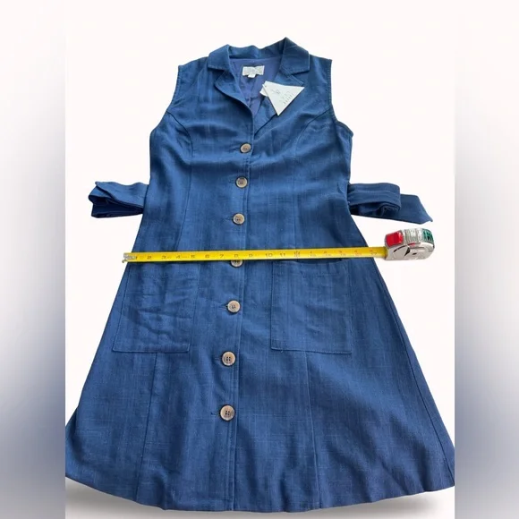 LOST + WANDER - Out of the Blue Linen Blend Mini Dress - Picture 11 of 11